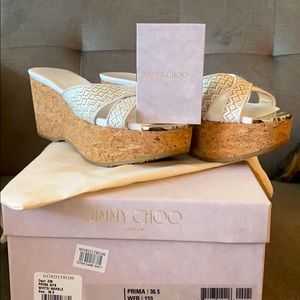 Jimmy Choo Prima Slide Wedge White/Marble